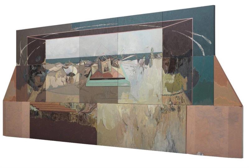李昌龙 完美模型 2018 布面油画  240×600cm,蜂巢评论 | 离岸：李昌龙绘画的转向,李昌龙,绘画,蜂巢,油画,深圳,政治,此前,边界,功能性,柯布西耶