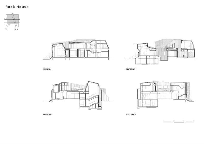 剖面图,岩石之家，将混凝土建筑‘钉’在城市中心 / AGi Architects,建筑,混凝土,岩石,Architects,Garrido,Nelson,住宅,隐私,建筑师,Salem