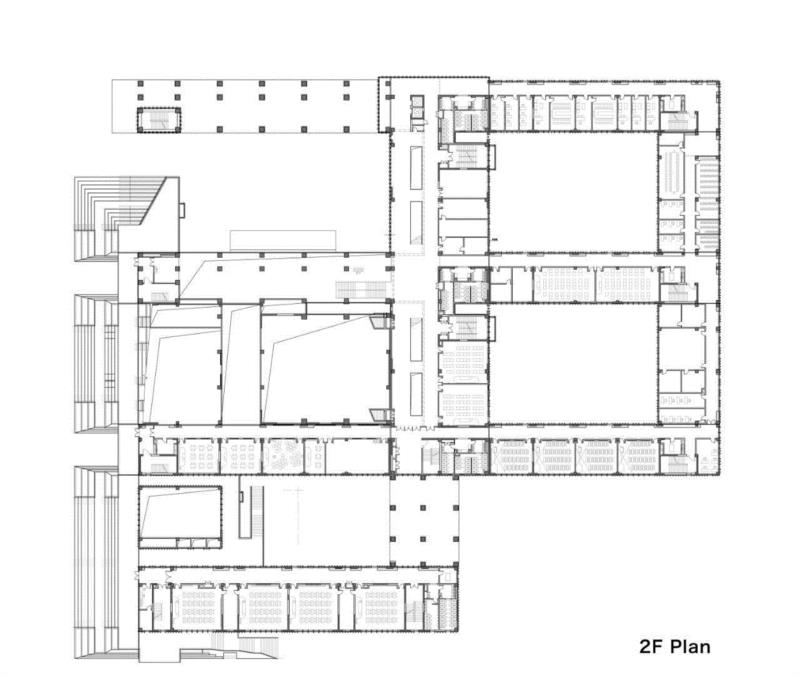 教学区二层（平台层）组合平面图 ?TAUPD,天津市第四中学新校区，四策略设计‘教育综合体’校园 / TAUPD天津规划院+RSAA