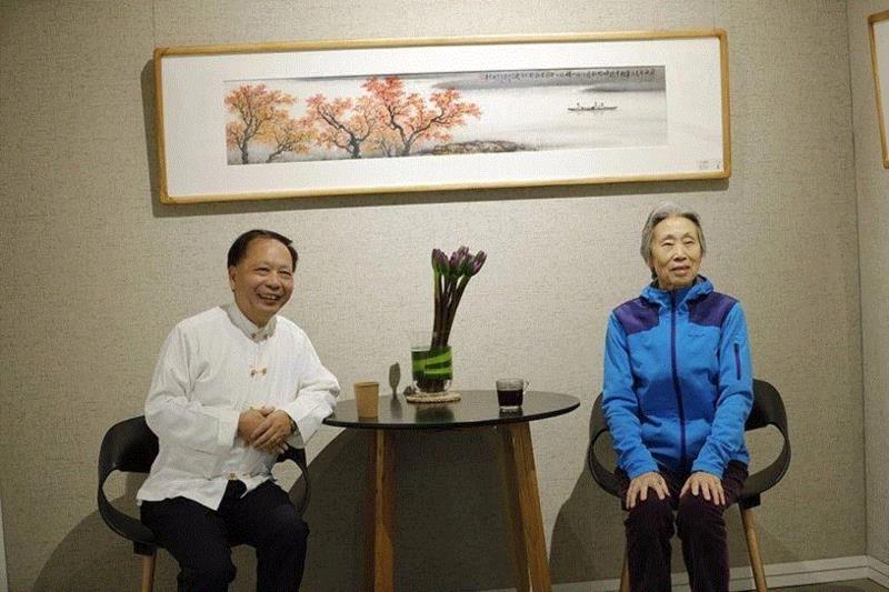 嘉宾与章金生先生,［故土·乡愁］章金生作品展在艺术粮仓隆重开幕 | 亚洲艺术·现场,章金生,粮仓,故土,乡愁,亚洲,女士,杨力舟,富春山居图,October,中国美术馆