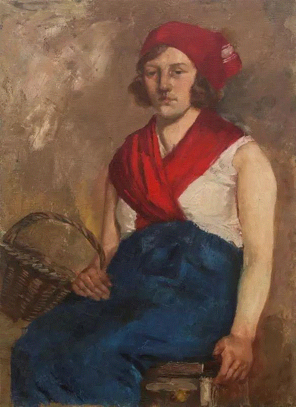 ■《提篮子的少女》吴作人  布面油画  55.3x75cm  1932
