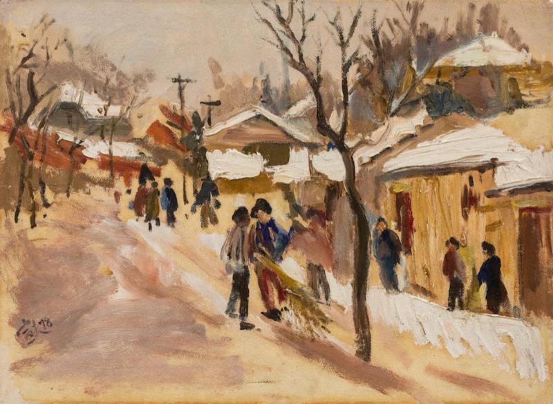 ■ 《扫雪》 秦宣夫  布面油画  55x76cm