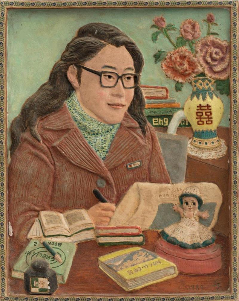 ■ 《张海迪》 刘荣夫  半浮雕/石膏  48x38cm&n