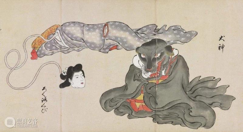 长颈女人就是辘轳首（Rokurokubi），旁边的是犬神（Inugami）。,妖怪图鉴：化物尽绘卷,绘卷,妖怪,图鉴,化物,日本,雪女,生物,传说,辘轳首,画卷