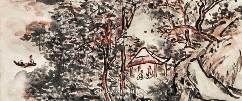 《松筠高阁》局部,【嘉德秋拍】挹翠阁中日月长：挹翠阁旧藏黄宾虹《松筠高阁》,黄宾虹,挹翠阁,嘉德,日月,松筠高阁,吴鸣,钱学文,澳门,绘画,香港