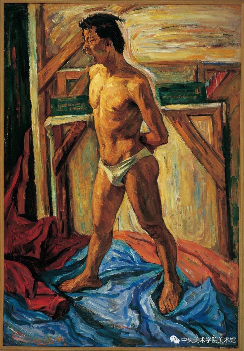 打哈欠的男人体 刘小东&nbsp; 180×125cm 布面油画 指导教师：朱乃正、吴小昌 1987
