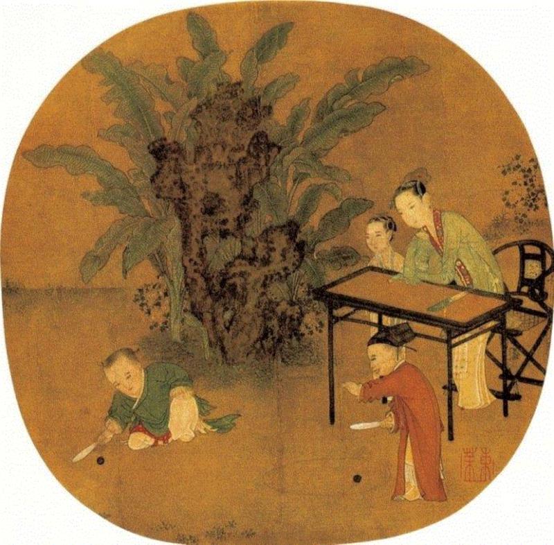 《蕉荫击球图》,100首宋词，100幅宋画，简直绝配,宋词,苏轼,辛弃疾,李清照,鹧鸪天,马远,卜算子,欧阳修,陆游,柳永