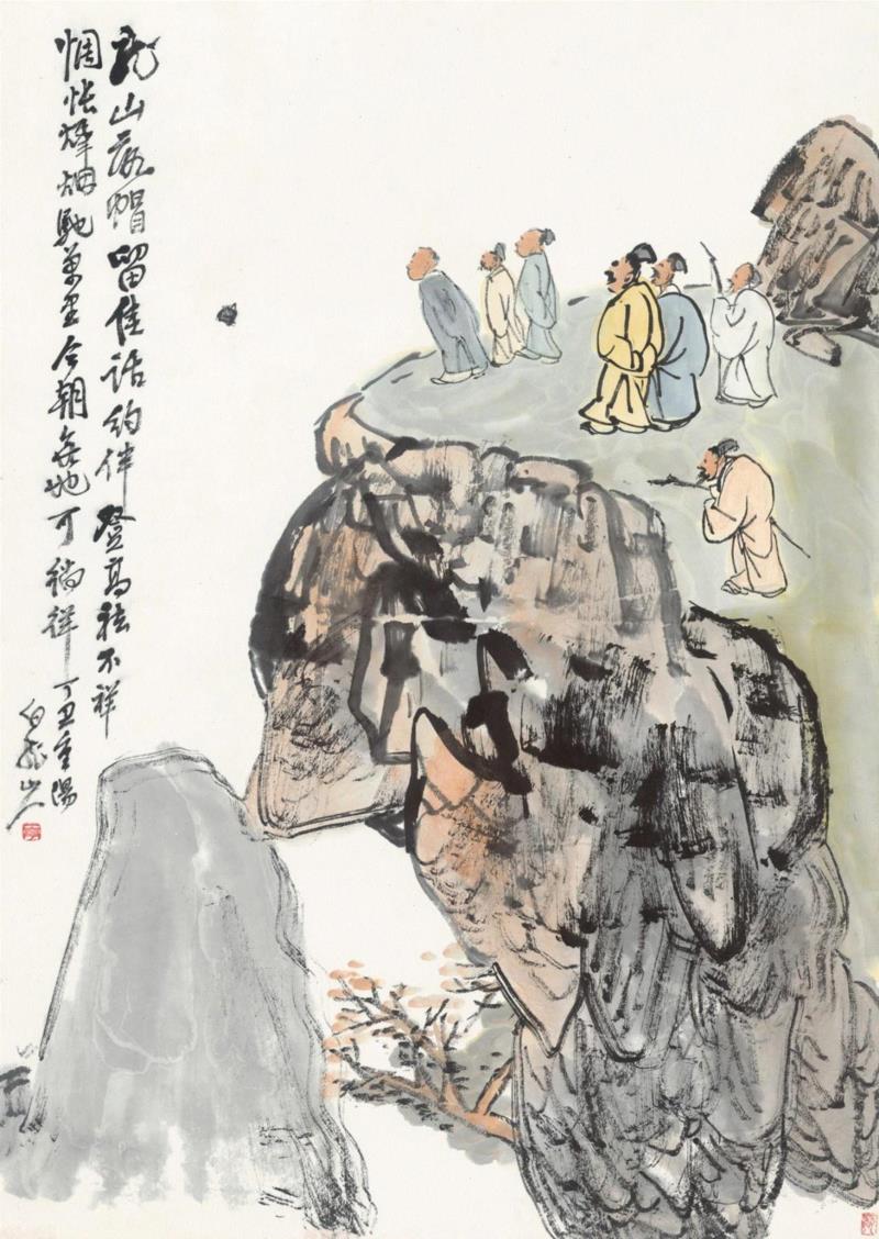 王震　〈龙山落帽〉,曹氏「默斋」藏近现代名家画 │ 香港蘇富比中国书画拍卖,书画,曹氏,默斋,近现代,名家,香港,蘇富比,任熊,湖社,周闲
