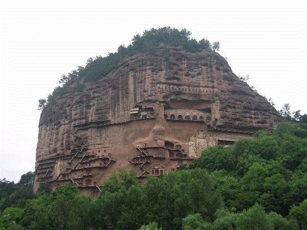 麥積山石窟全景,永 遠 的 麥 積 山,麥積山,石窟,藝術,古代,天水,北魏,佛教,中國,先民,造像
