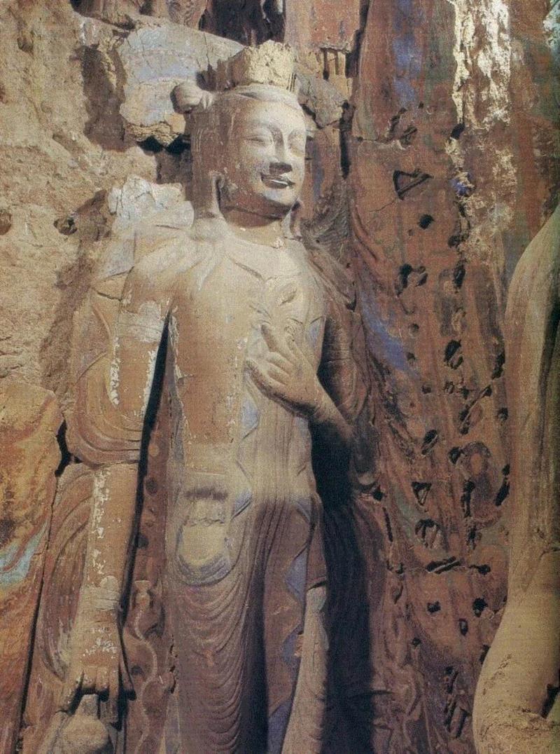 第74窟正壁左側脇侍菩薩-北魏,永 遠 的 麥 積 山,麥積山,石窟,藝術,古代,天水,北魏,佛教,中國,先民,造像