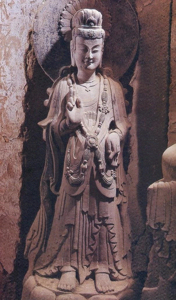 第127號窟正壁龕右側脇侍菩薩-北魏,永 遠 的 麥 積 山,麥積山,石窟,藝術,古代,天水,北魏,佛教,中國,先民,造像