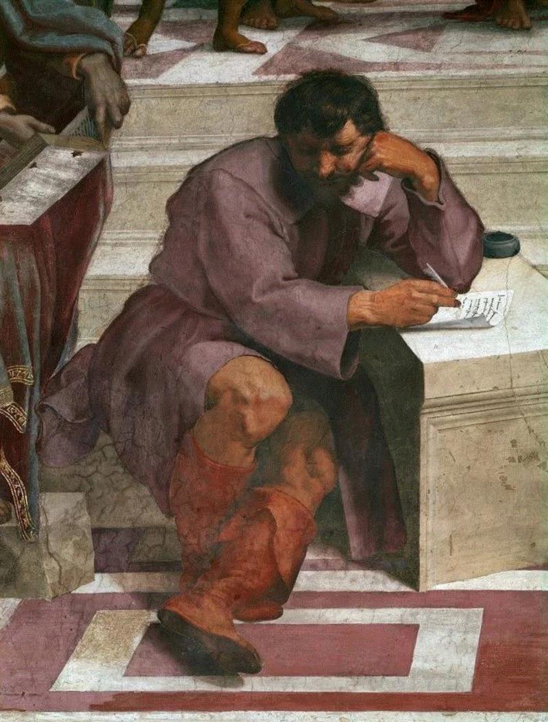拉斐尔·桑西《雅典学院》局部，希腊哲学家赫拉克利特，湿壁画，1510-1511年,设计丨你头上不止有星星，更有伟大的艺术杰作,头上,星星,杰作,壁画,天顶,米开朗琪罗,穹顶,天顶画,圣彼得大教堂,罗马耶稣会教堂