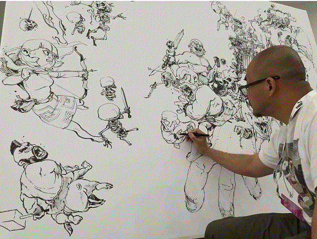 手绘丨骨灰级漫画大师，画画从不打稿,漫画,金政基,大佬,天才,韩国,毛笔,视频,脑海,草稿,作家