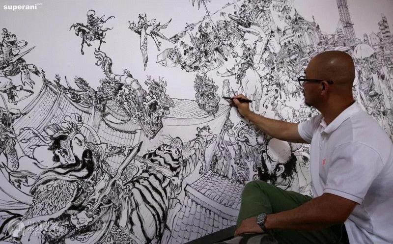手绘丨骨灰级漫画大师，画画从不打稿,漫画,金政基,大佬,天才,韩国,毛笔,视频,脑海,草稿,作家