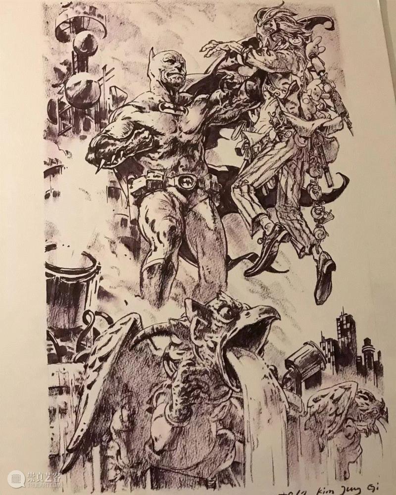 手绘丨骨灰级漫画大师，画画从不打稿,漫画,金政基,大佬,天才,韩国,毛笔,视频,脑海,草稿,作家