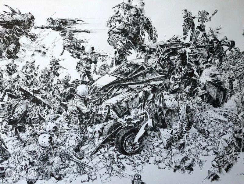 手绘丨骨灰级漫画大师，画画从不打稿,漫画,金政基,大佬,天才,韩国,毛笔,视频,脑海,草稿,作家