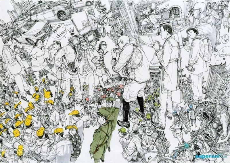 手绘丨骨灰级漫画大师，画画从不打稿,漫画,金政基,大佬,天才,韩国,毛笔,视频,脑海,草稿,作家