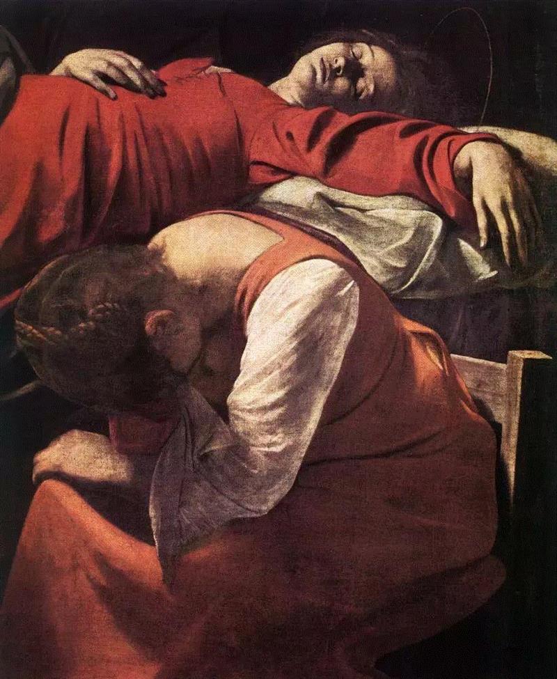 ▲《圣母之死》，卡拉瓦乔，布面油画，369cm×245cm，卢浮宫画廊馆藏,甄选大师经典画作， 法国首相基佐亲自为你解读艺术的故事,基佐,法国,首相,卡拉瓦乔,意大利,壁画,油画,罗马,圣母,拉斐尔