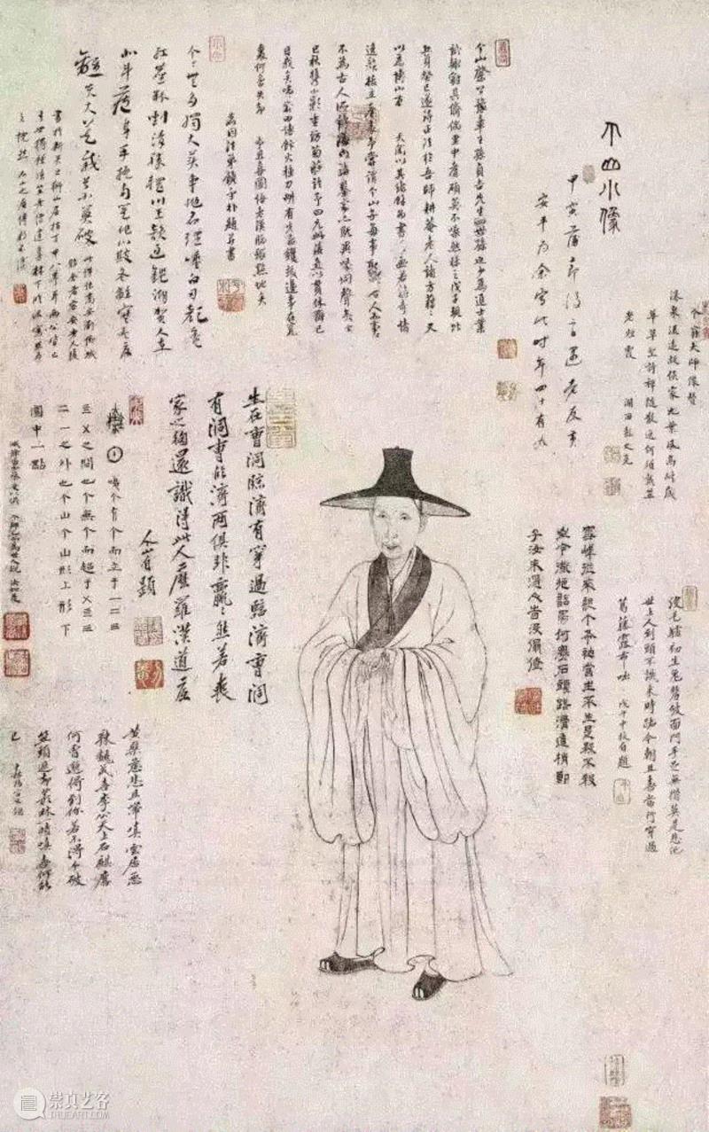 ▲山人画像《个山小像》,为八大山人好友黄安平所画,八大山人 | 給世界一個白眼又如何。,八大山人,朱耷,异类,画中,阮籍,耳光,诗人,明末,清初,皇族