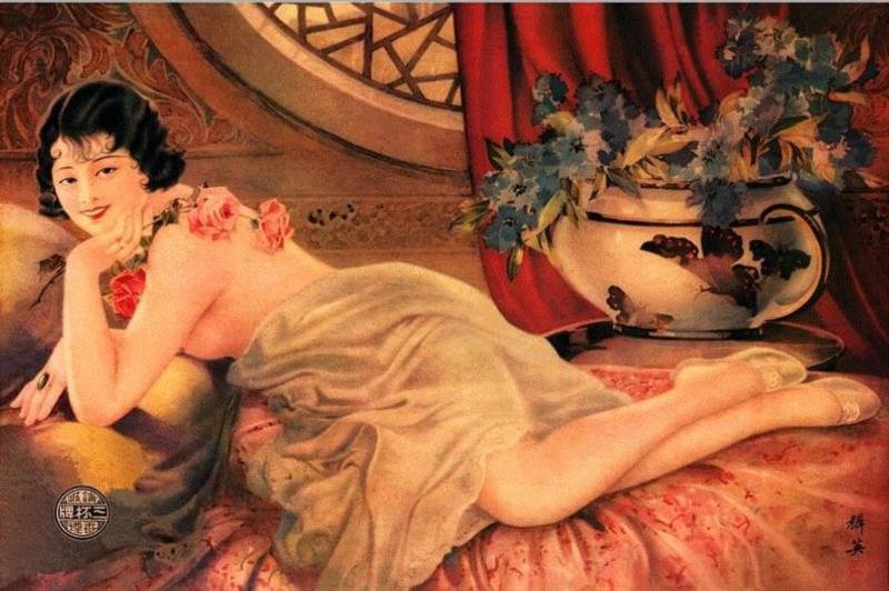 三杯牌香烟广告,民国广告画上的美人,广告,民国,美人,香烟,美女,旗袍,哈德门,画中,女性,北平