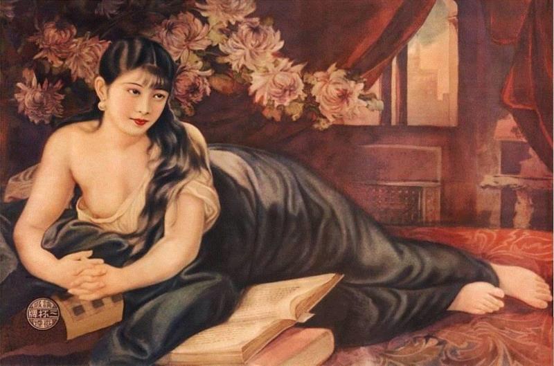 三杯牌香烟广告,民国广告画上的美人,广告,民国,美人,香烟,美女,旗袍,哈德门,画中,女性,北平