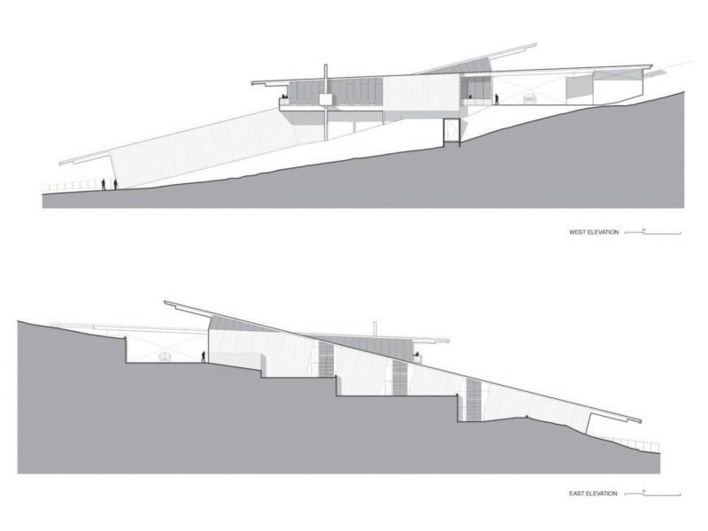 剖面图,加拿大山坡酒庄，以流线坡道主导建筑设计 / Olson Kundig,酒庄,山坡,加拿大,流线,坡道,Lehoux,访客,Nic,Estates,基洛纳