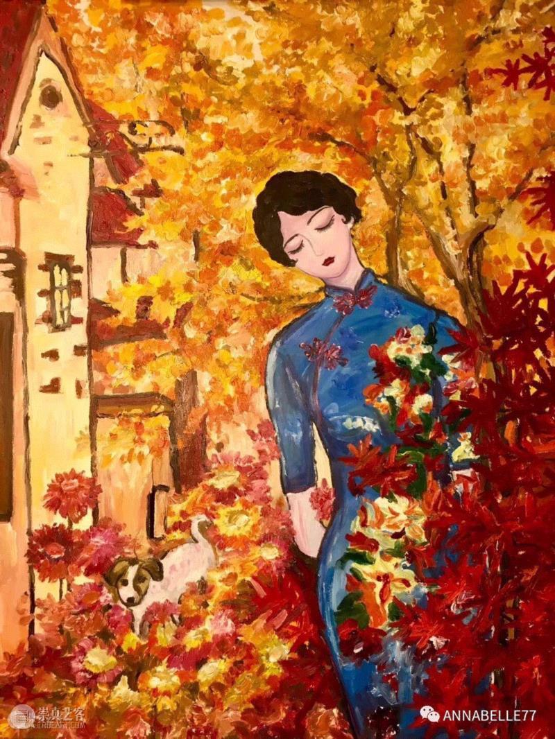 创作名称：花样年华系列一《玫瑰花园的优雅》创作时间：2018.1.5 80X100cm,ANNABELLE I 仲夏夜之梦个人油画作品展亮相上生·新所 稲城书店,稲城书店,ANNABELLE