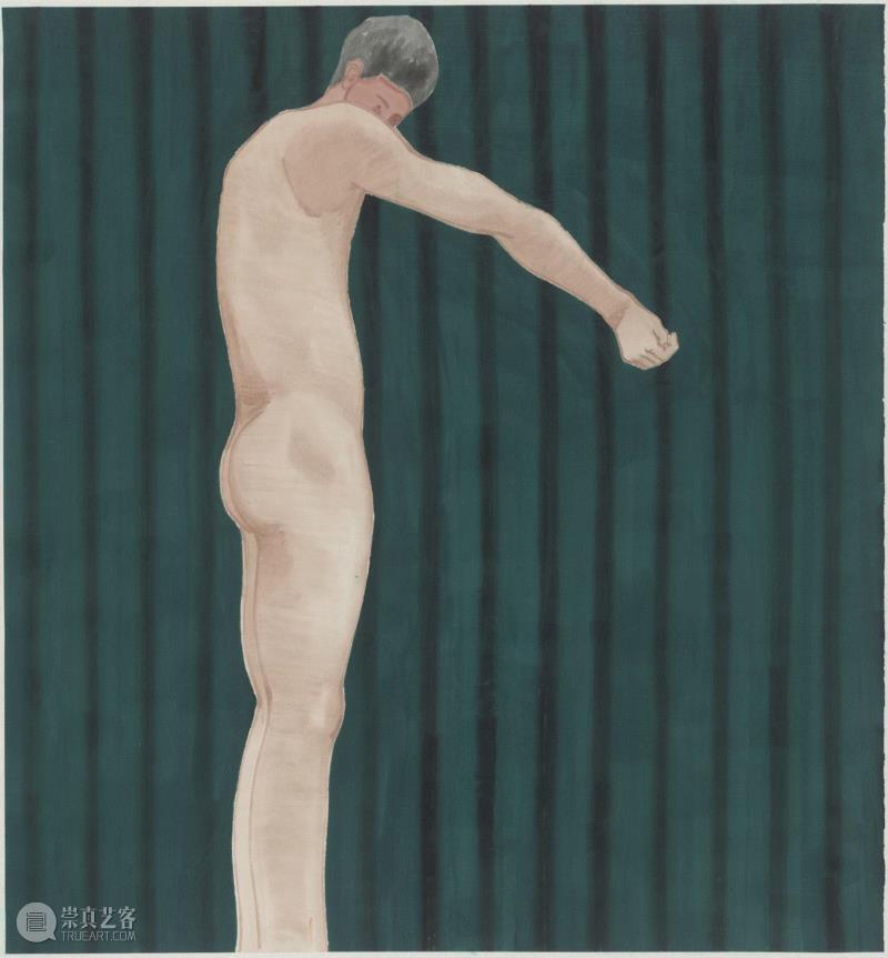 《少年16》2018 纸本设色 97×89cm,hiart space | 姚浩：褪色，直至单纯,space,姚浩,人物,少年,水墨,女孩,材料,国画,窗帘,特性