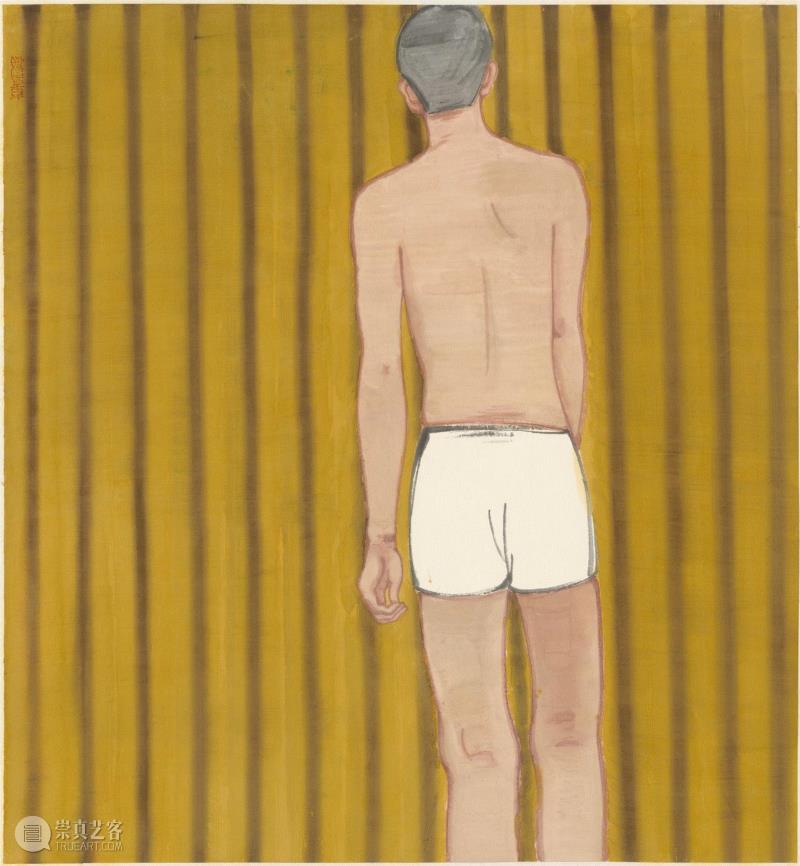 《少年17》2018 纸本设色 89×97cm,hiart space | 姚浩：褪色，直至单纯,space,姚浩,人物,少年,水墨,女孩,材料,国画,窗帘,特性