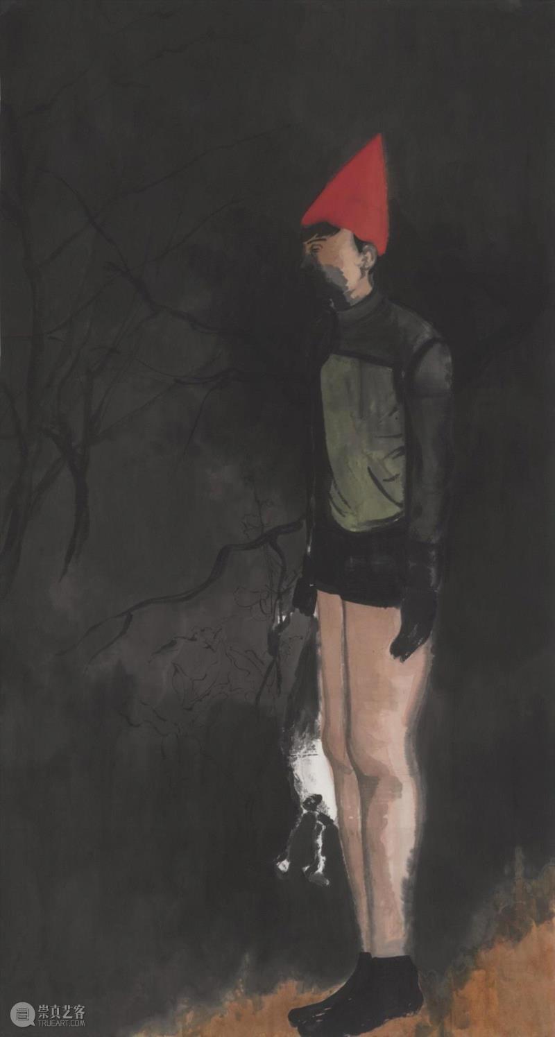 上：《白光》2016 纸本水墨 240x120cm；,hiart space | 姚浩：褪色，直至单纯,space,姚浩,人物,少年,水墨,女孩,材料,国画,窗帘,特性