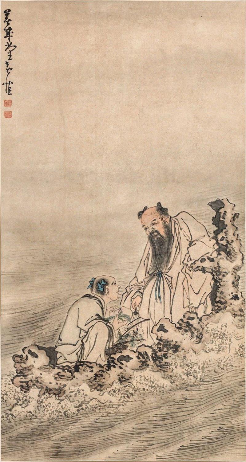 《乘槎寿星图》   黄慎   清,水墨丹青 | 炎炎夏日，邀您一同漫步"清华藏珍·翰墨流芳"书画展,水墨,丹青,炎炎,清华,藏珍,翰墨,书画展,清华大学艺术博物馆,书画,朱文