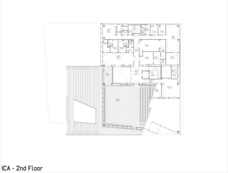 二层平面图,波士顿当代艺术中心 / Diller Scofidio + Renfro,波士顿当代艺术中心,剧院,建筑,平面图,剖面图,视线,博物馆,滨海,步道,看台