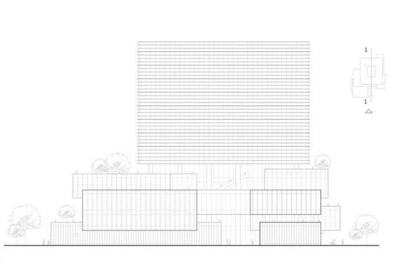 南立面,粤澳合作中医药科技产业园总部大楼 / Aedas