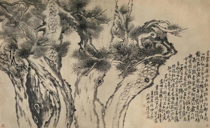 ▲清 李鱓 《五松图》现展出于松美术馆,「松间对话」精彩回放 | “松”文化与中国古代的文人生活（下）