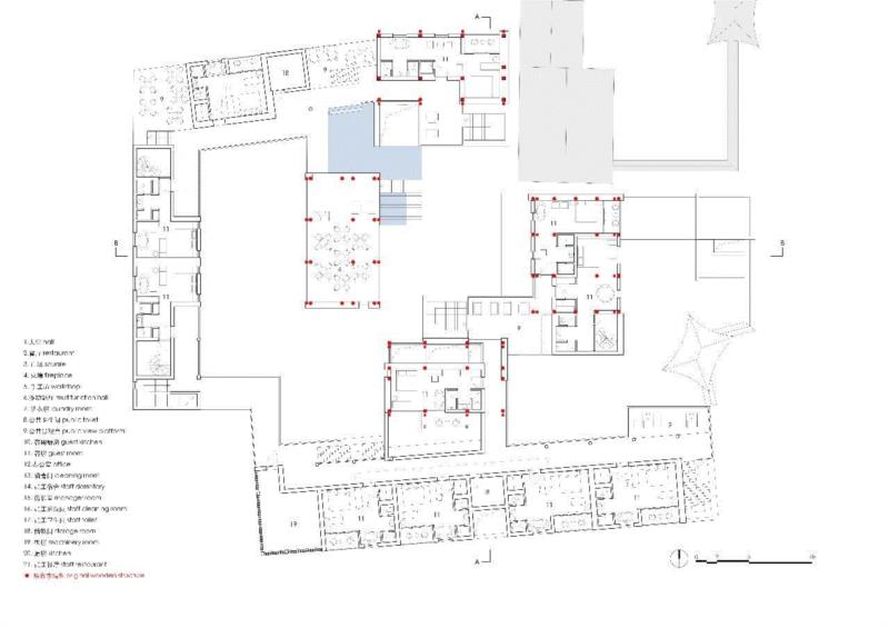 一层平面图,玉龙雪山下，青普丽江白沙文化行馆 / 堤由匡建筑设计工作室,玉龙雪山,丽江,白沙,行馆,匡建筑设计工作室,广松美佐江,宋昱明,撮影,民宅,建筑