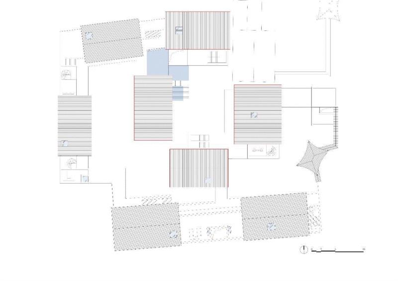 屋顶平面,玉龙雪山下，青普丽江白沙文化行馆 / 堤由匡建筑设计工作室,玉龙雪山,丽江,白沙,行馆,匡建筑设计工作室,广松美佐江,宋昱明,撮影,民宅,建筑