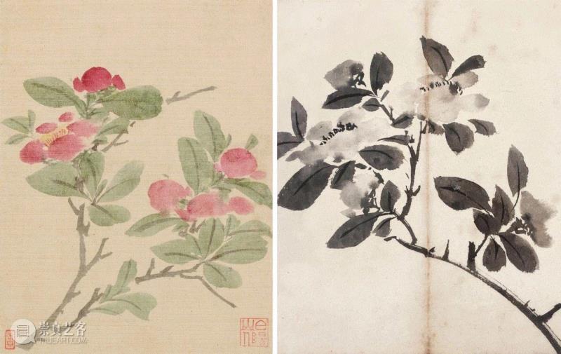 左\&nbsp;本册茶花,【保利春拍重磅推介】吴门风雅（一）,保利,吴门,刘珏,钤印,陈淳,书画,进士,马愈,书法,阳山