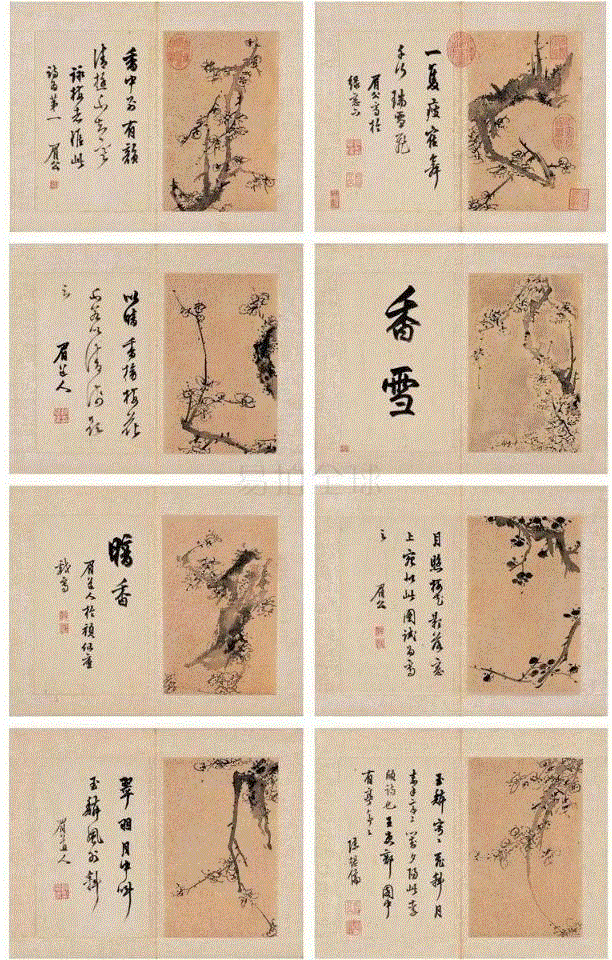 陈继儒，《梅花册(16开)》，明代,LONG玩艺儿 | 陈栝、陈继儒、石涛齐聚，此外还有任颐、吴昌硕、张大千、齐白石…,陈继儒,石涛,齐白石,陈栝,任颐,张大千,LONG,玩艺儿,吴昌硕,版权