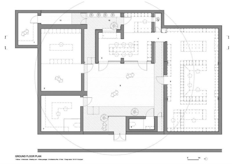 平面图,10000/1 北京办公室，竹介入重新定义院落空间 / O architecture,北京办公室,院落,金伟琦,建筑,木结构,门口,枣树,四合院,西屋,通道