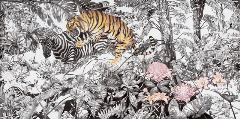 央美才女的钢笔素描画，精细到让人震惊又害怕~,钢笔,央美,才女,素描画,丙烯,铅笔,赵娜,素描,老虎,国度