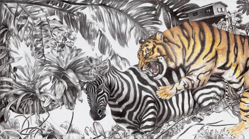 央美才女的钢笔素描画，精细到让人震惊又害怕~,钢笔,央美,才女,素描画,丙烯,铅笔,赵娜,素描,老虎,国度