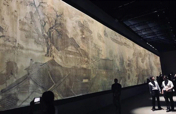 《清明上河图3.0》高科技互动艺术展，鸿合联手NEC 助力,上河图,NEC,鸿合,高科技,艺术展,长卷,投影机,影像,虹桥,球幕