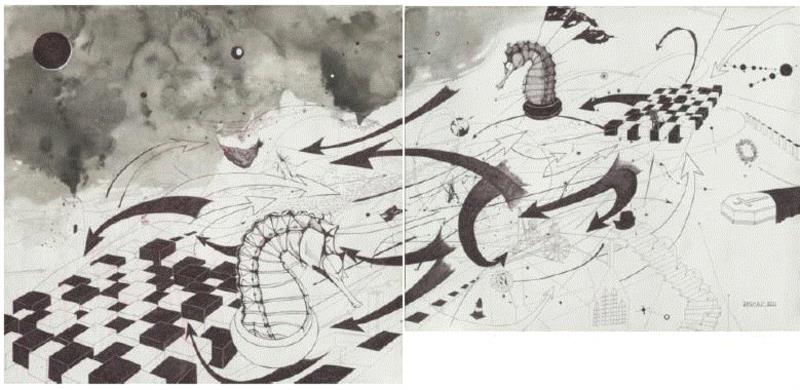 《半截史诗》,200x110 cm,纸本水墨,2011,【个案卷宗】朱玺2017调查报告 三
