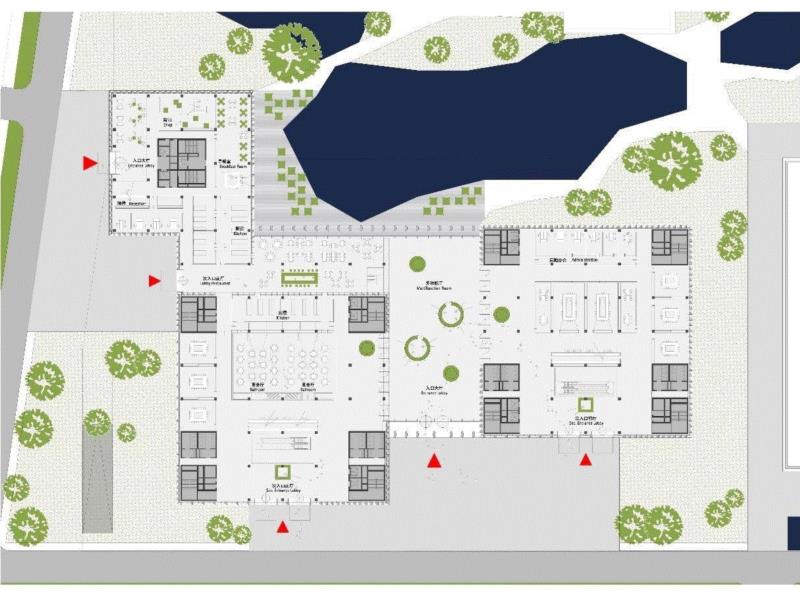 会议中心四层平面图,gmp赢苏州阳澄国际研发社区竞赛，多个建筑单体组团传承园林意境