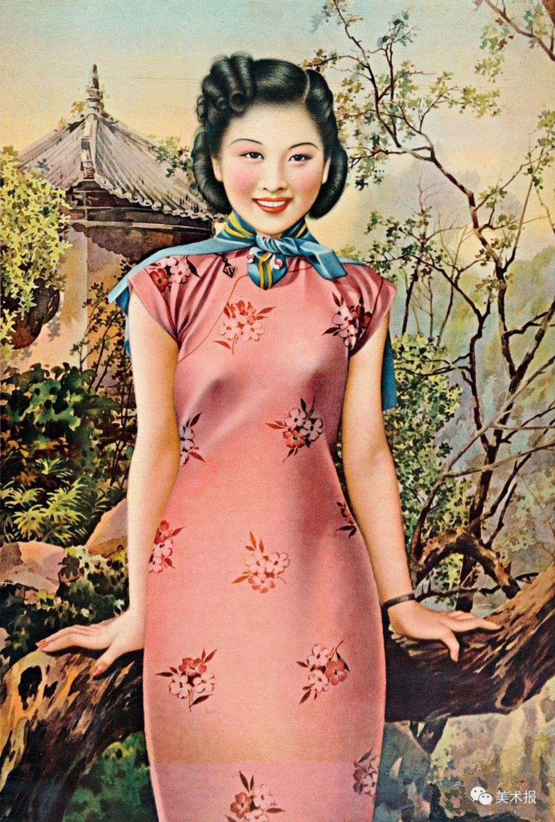 婀娜动人  20世纪40年代  佚名 ,看展 | 97件月份牌广告画串联始末，这场展览“摩登”味十足