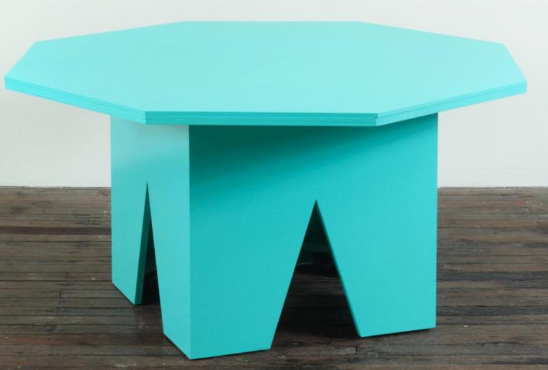 ▲ 玛丽·赫尔曼（Mary Heilmann），《薄荷色桌子》（Mint Table），2012，上