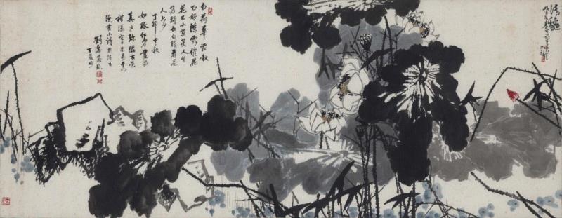 崔如琢与刘海粟合作 《清秋》 140x359cm 1983年,崔如琢追忆刘海粟先生