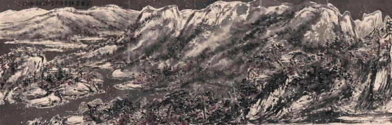 万里平铺雪满天  2016年作  179×553cm,崔如琢追忆刘海粟先生
