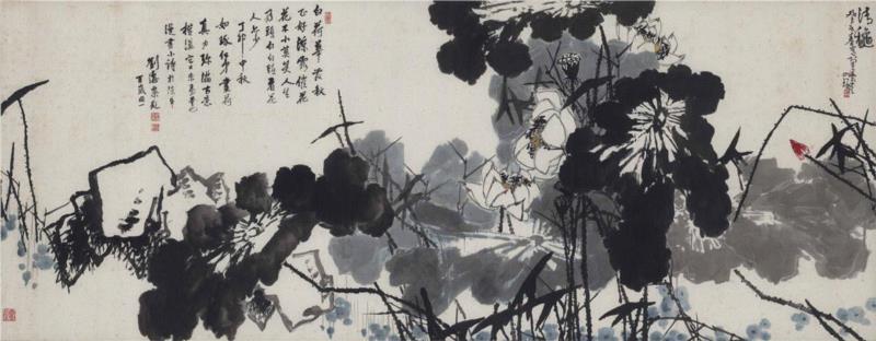 崔如琢与刘海粟合作 《清秋》 140x359cm 1983年,【展览预告】太璞如琢——崔如琢艺术上海大展暨所藏《石涛罗汉百开册页》展