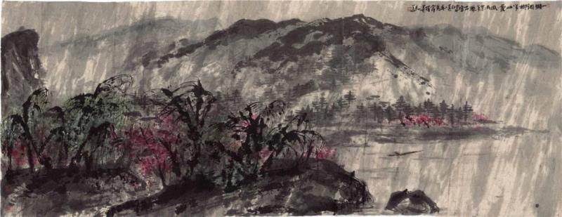 《一湖烟柳半山云》 2014年  142.5×364cm,【展览预告】太璞如琢——崔如琢艺术上海大展暨所藏《石涛罗汉百开册页》展